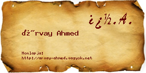 Árvay Ahmed névjegykártya
